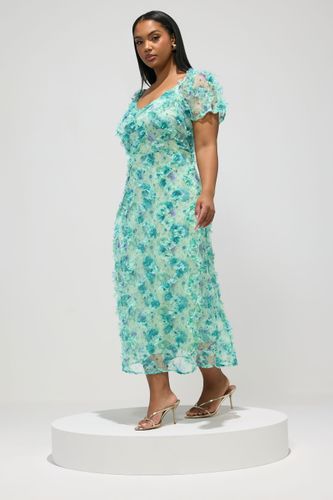 Robe Longue Fleurie À Volants Vert Menthe Size 44 - Yours London - Modalova