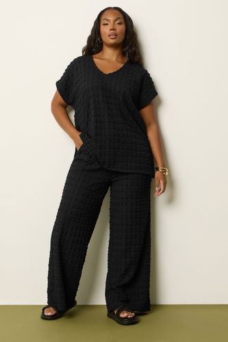 Pantalon Large Texturé Noir Size Short > 44 - Yours - Modalova