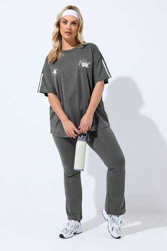 Active Legging Évasé Gris À Rayures Latérales Size 46 - Yours - Modalova
