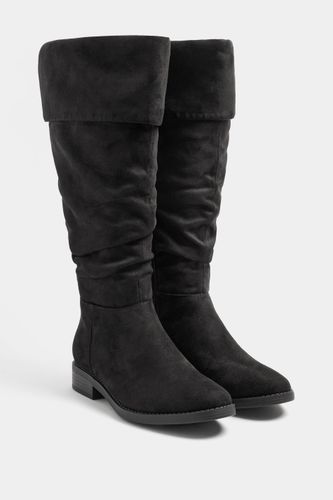 Bottes Noires Froncées À Revers, Coupe Large E Et Coupe Extra Large Eeesize 39EEE - Yours - Modalova