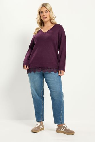 Pull En Maille À Ourlet En Dentelle Violet Size 66-68 - Yours - Modalova
