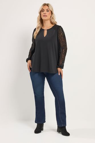 Blouse Noire À Manches En Dentelle Size 48 - Yours - Modalova