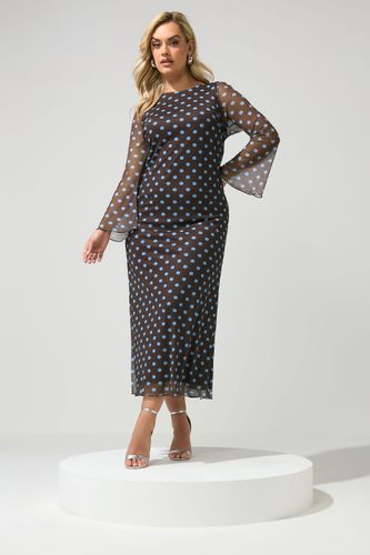 Robe En Tulle Marron Chocolat Et Bleue À Pois Size 52 - Yours London - Modalova
