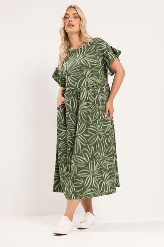 Robe Longue Vert Kaki À Motif Abstrait Size 62-64 - Yours - Modalova