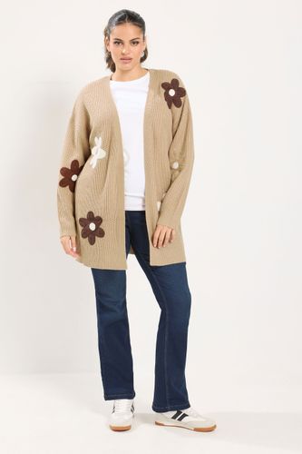 Cardigan Milong Marron Naturel À Fleurs 3D Size 54-56 - Yours - Modalova