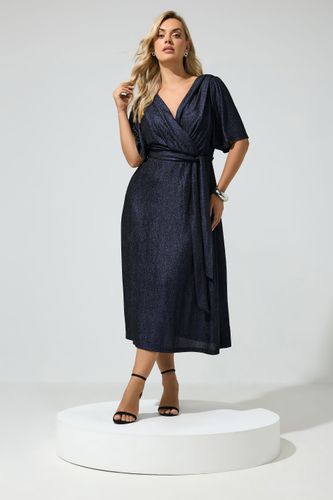 Robe Cachecœur Longue Bleu Métallisé Size 46 - Yours London - Modalova