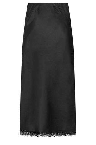 Jupe Noire En Satin À Ourlet En Dentelle Size 40 - Yours - Modalova
