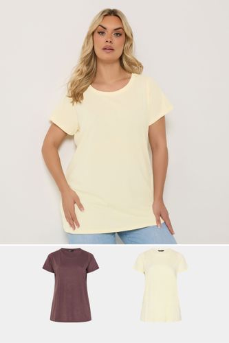 Lot De 2 Tshirts Basiques Marron Chocolat Et Jaune Size 58-60 - Yours - Modalova