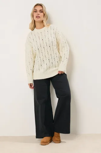 Pull En Maille Torsadée Blanc Ivoire Size 54-56 - Yours - Modalova