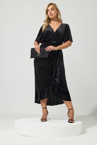 Robe Cachecœur Noire En Velours Size 42 - Yours London - Modalova