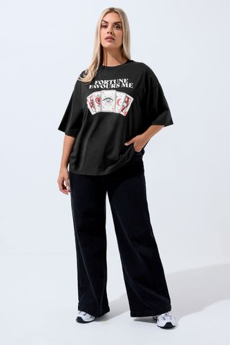Tshirt Noir Avec Slogan « Fortune Favours Me » Size 46 - Limited Collection - Modalova