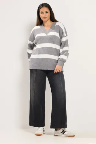 Pull En Maille Gris Chiné À Rayures Size 58-60 - Yours - Modalova