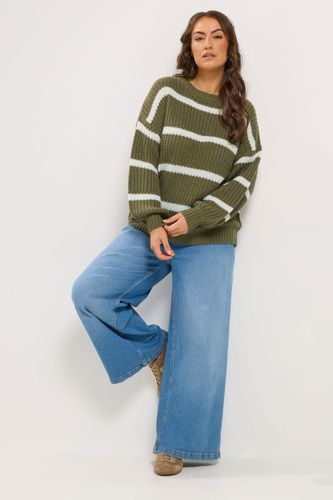 Pull Vert En Maille Gaufrée Épaisse À Rayures Size 62-64 - Yours - Modalova