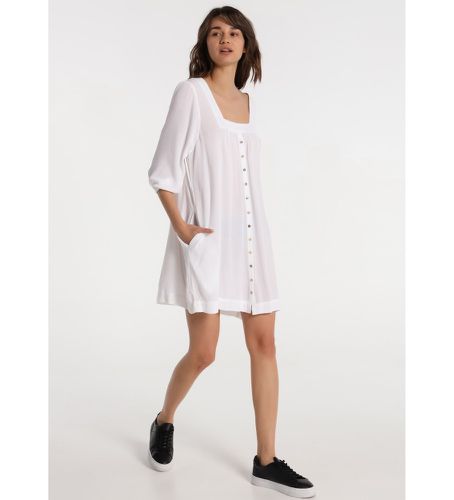 Robe boutonnée en coton froissé (S), Casuel, Synthétique, Manche 3/4 - Lois Jeans - Modalova