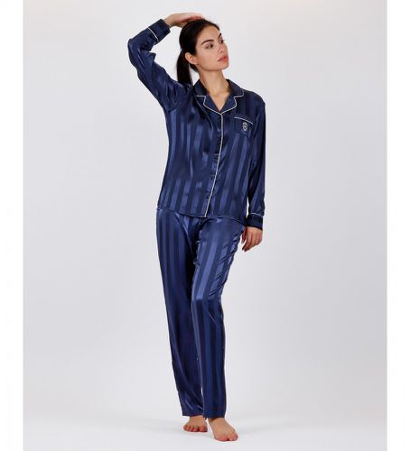 Pyjama de mariée ouvert en satin rayé (L), Homewear, Polyester, Manche longue - Admas - Modalova