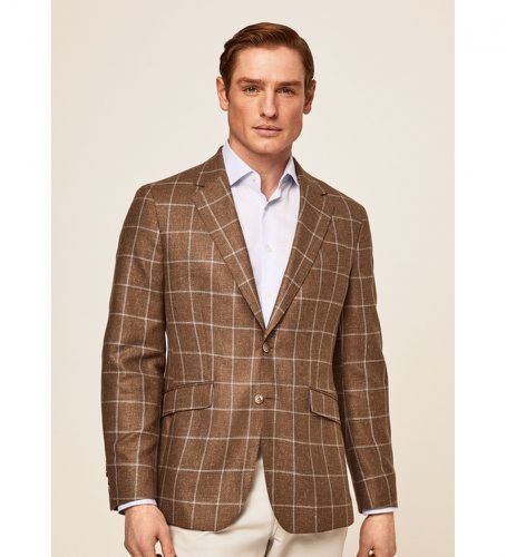 HM443189 Blazer en soie marron et corail (44/32), Casuel, Fête, Manche longue - Hackett London - Modalova