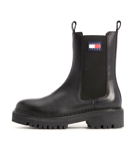 EN0EN02298 Bottines Urban Chelsea en cuir avec plateforme dentelée noire - Hauteur du talon compensé de 4,5 cm (37) - Tommy Jeans - Modalova