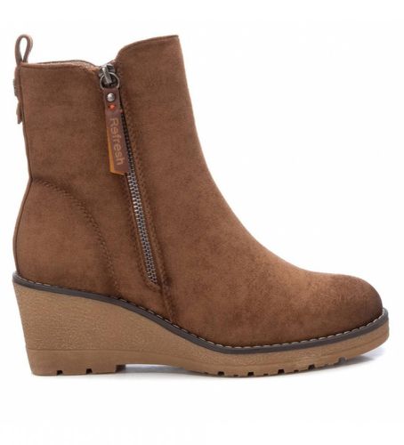 Bottines en daim marron -Hauteur du talon compensé 6cm (39), 5 à 8 cm, Fermeture éclair, Casuel - Refresh - Modalova