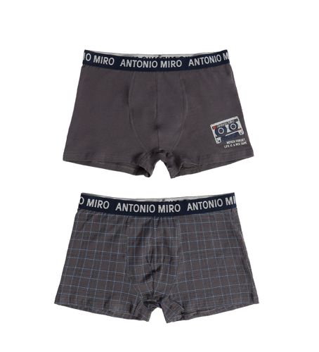 P-0-000504 Pack 2 Boxers Cassette grise (S), Homewear, Coton - Antonio Miro - Modalova