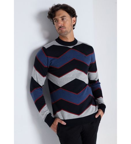 Pull en jacquard zigzag avec col Perkins multicolore (S), Casuel, Coton, Manche longue - Victorio & Lucchino, V&L - Modalova