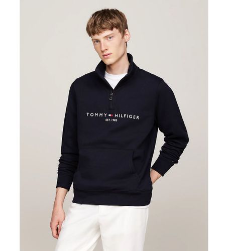 MW0MW20954 Sweatshirt avec col perkins et logo (L), Casuel, Manche longue, Le coton biologique, Durable, Mar - Tommy Hilfiger - Modalova