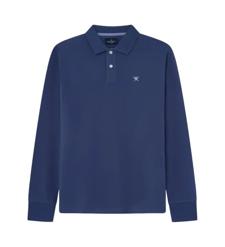 HM550887 Polo Piqué manches longues Slim (S), Casuel, Coton, Manche longue, Marine - Hackett London - Modalova