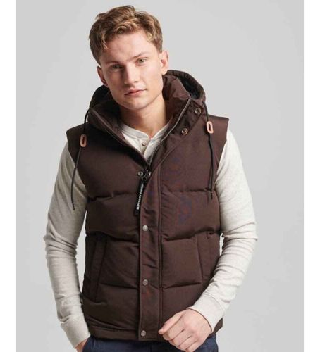 M5011708A Gilet matelassé à capuche Everest marron (S), Casuel, Durable, Nylon recyclé - Superdry - Modalova