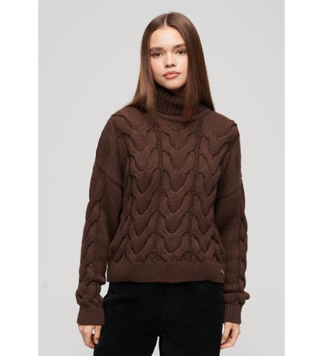 W6110546A Pull en tricot tressé avec col polo marron (XS), Casuel, Acrylique, Manche longue - Superdry - Modalova