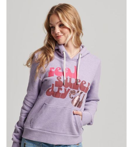 W2011965A Hoodie 70s Retro Font Graphic (XS), Casuel, Sport, Violet, Coton - Superdry - Modalova