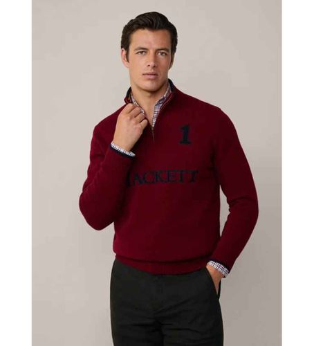 HM703226 Pull-over zippé marron Heritage (XL), Casuel, Grenat, Laine, Manche longue - Hackett London - Modalova