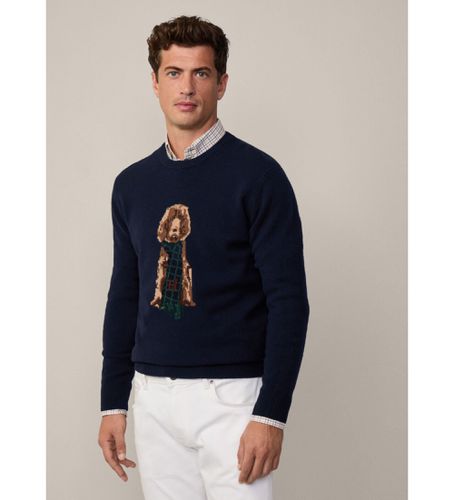 HM703259 Pull Harry Intarsia marine (S), Casuel, Laine, Manche longue - Hackett London - Modalova