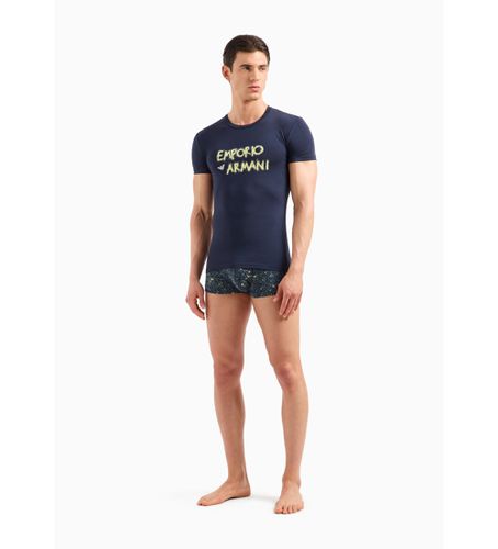 F596 T-shirt en tricots+Tr (M), Homewear, Coton, Manche courte, Marine - Emporio Armani - Modalova