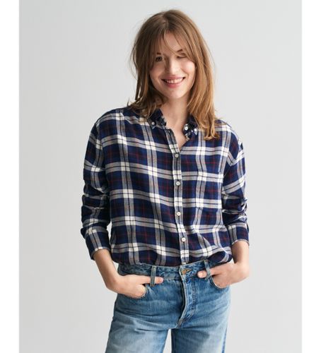 Chemise Relaxed Fit Flannel Plaid Relaxed Fit (34), Casuel, Coton, Manche longue, Marine - Gant - Modalova