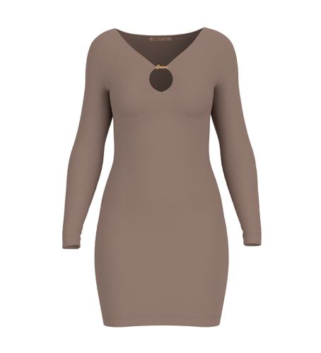 W4BK09KCDE0 Icon Amira - Robe bodycon marron (XS), Casuel, Polyamide, Manche longue - Guess - Modalova