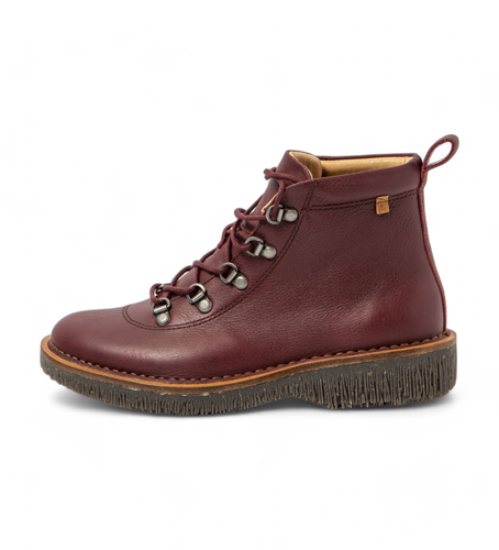 AD005_091 Bottines en cuir N5583 Volcano maroon (36), Plat, Lacets, Casuel, Grenat - El Naturalista - Modalova