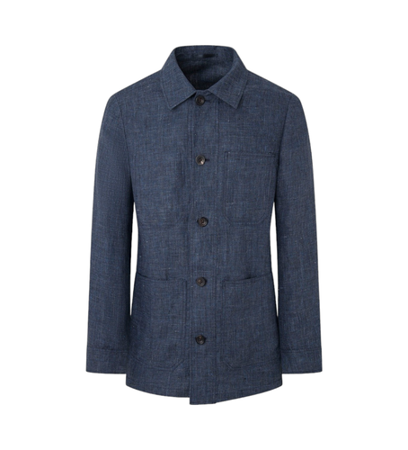 HM600008 Chemise Chore Jacket (S), Bleu, Casuel, Lin, Manche longue - Hackett London - Modalova