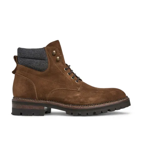 HMS21424 Range Track Leather Ankle Boots marron (42), Cuir, Plat, 1 à 3 cm, Lacets, Casuel - Hackett London - Modalova