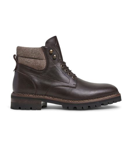 HMS21423 Range Stone Leather Ankle Boots marron (42), Cuir, Plat, 1 à 3 cm, Lacets, Casuel - Hackett London - Modalova