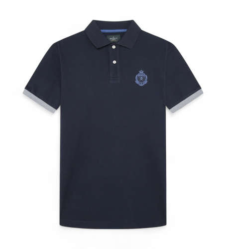 HM563359 Polo Heritage Logo (S), Casuel, Coton, Manche courte, Marine - Hackett London - Modalova