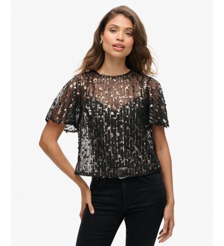 W6011972A T-shirt avec paillettes (S), Casuel, Fête, Polyester, Manche courte - Superdry - Modalova