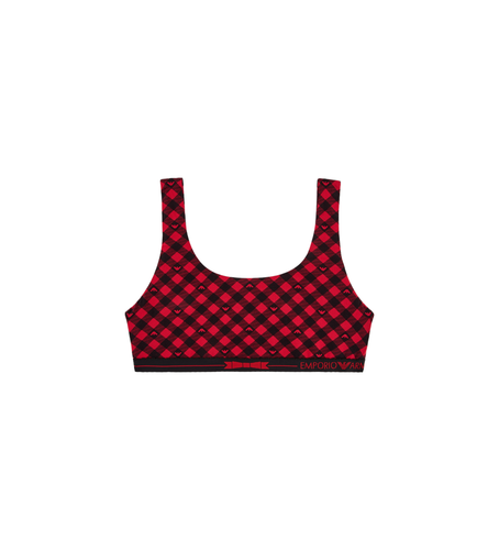 F225 Soutien-gorge bralette Vichy Holidays marron (L), Rouge, Homewear, Coton - Emporio Armani - Modalova