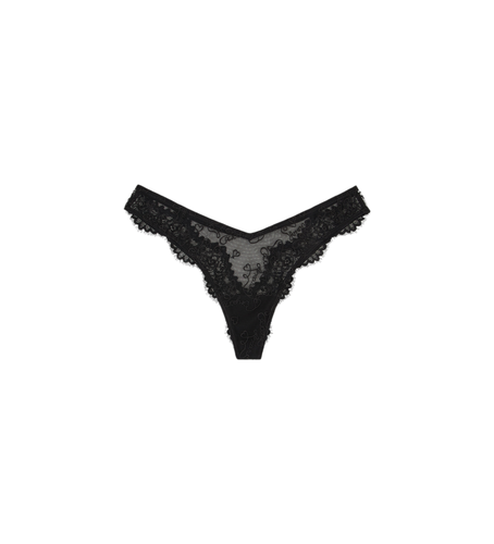 F211 String en maille noire avec logo des vacances brodé sur tout le pourtour (M), Homewear, Polyester - Emporio Armani - Modalova