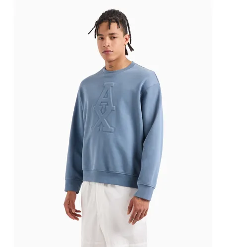 DZMLFZJ4XZ15DU Sweat avec logo gravé en polaire française ASV bleue (L), Casuel, Coton - Armani Exchange - Modalova