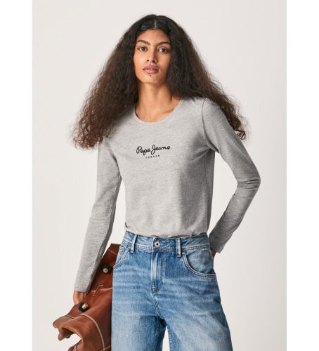 Til kvinder. PL505203 Ny Virginia Ls N T-shirt (L), Casual, Bomuld, Lange ærmer - Pepe Jeans - Modalova