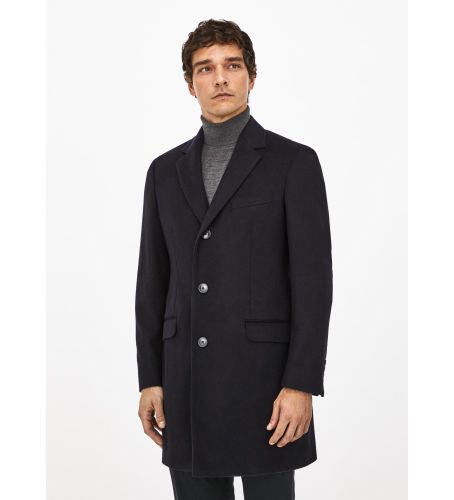 Til mænd. HM402620 Navy uldoverfrakke (38/32), Casual, Bomuld, Lange ærmer - Hackett London - Modalova