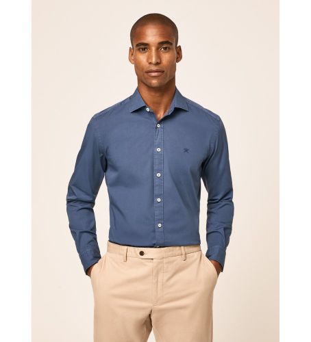 Til mænd. HM309156 Gment Dyed Strch Pop denimskjorte (L), Casual, Bomuld, Lange ærmer - Hackett London - Modalova