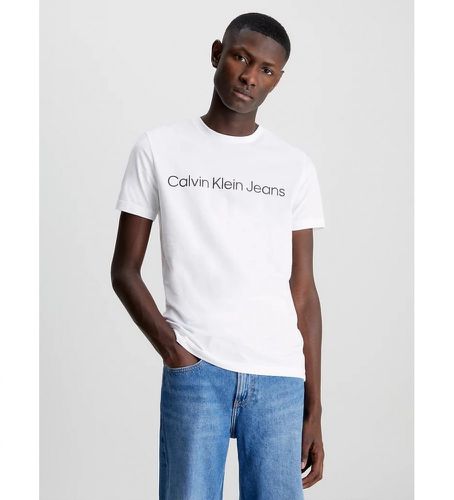 Til mænd. J30J322552 T-shirt Slim Logo (L), Casual, Bomuld, Korte ærmer, Økologisk bomuld, Bæredygtig - Calvin Klein Jeans - Modalova