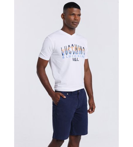 Til mænd. 4580498 Navy Bermuda shorts (36), Casual, Bomuld, Blå - Victorio & Lucchino, V&L - Modalova