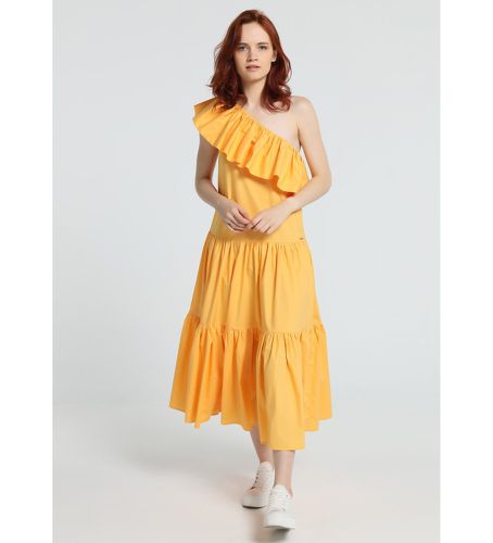 Til kvinder. 3593738 midi cut off shoulder-kjole (S), Casual, Bomuld, Et ærme - Victorio & Lucchino, V&L - Modalova