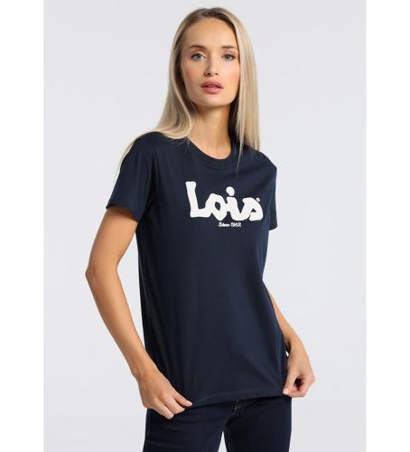 Til kvinder. 422052140 Navy kortærmet t-shirt (L), Casual, Bomuld, Korte ærmer, Blå - Lois Jeans - Modalova